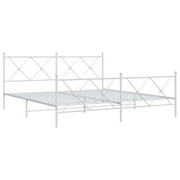 Berkfield Home Metal Bed Frame without Mattress with Footboard White 183x213cm - Size: 183x213 cm - thumbnail 3