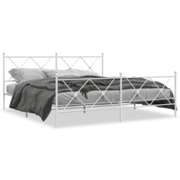 Berkfield Home Metal Bed Frame without Mattress with Footboard White 183x213cm - Size: 183x213 cm - thumbnail 2