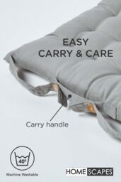 Homescapes Seat Pad Luxury 100% Cotton Indoor Outdoor Garden Cushion, Button Tie, 40cm in Grey - thumbnail 6