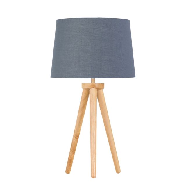 First Choice Lighting Voyage - Light Oak Table Lamp or Bedside Light with Grey & Gold Shade in Brown - image 1