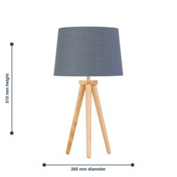 First Choice Lighting Voyage - Light Oak Table Lamp or Bedside Light with Grey & Gold Shade in Brown - thumbnail 5