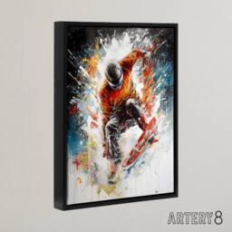 "Artery8 Extreme Sports Snowboarding Paint Splat Framed Canvas Wall Art Print - Size: W12"" x H16""" - thumbnail 2