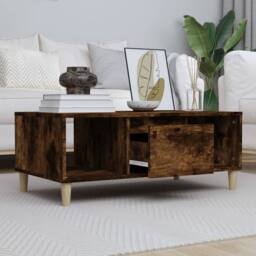 Berkfield Home Coffee Table Smoked Oak 90x50x36, 5 cm Engineered Wood in Brown - thumbnail 2