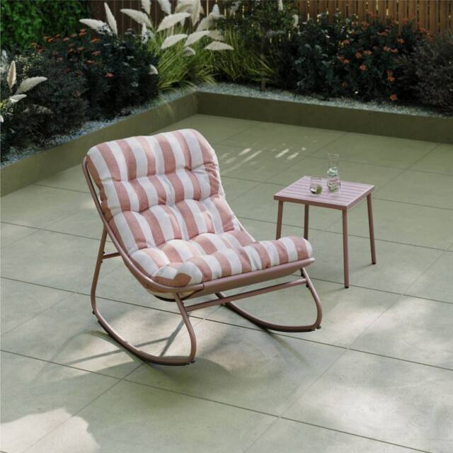 Charles Bentley Porto Terracotta Stripe Rocking Chair - image 1