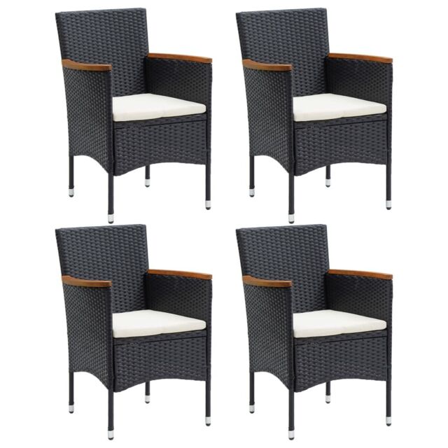 Berkfield Home Garden Dining Chairs 4 pcs Poly Rattan Black - image 1