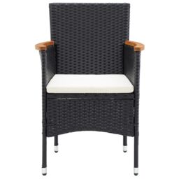 Berkfield Home Garden Dining Chairs 4 pcs Poly Rattan Black - thumbnail 3