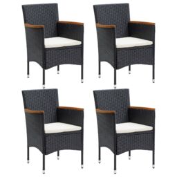 Berkfield Home Garden Dining Chairs 4 pcs Poly Rattan Black - thumbnail 1