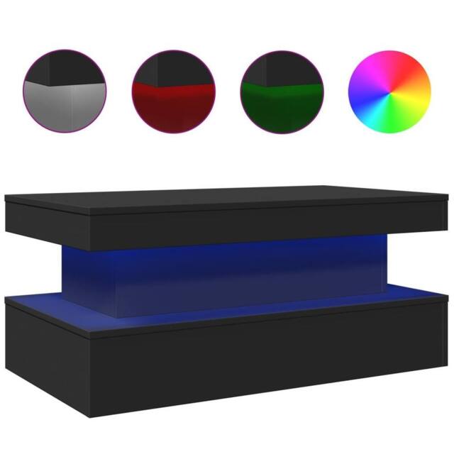 Berkfield Home Coffee Table with LED Lights Black 90x50x40 cm - Size: 90 x 50 x 40 cm - image 1