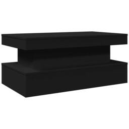 Berkfield Home Coffee Table with LED Lights Black 90x50x40 cm - Size: 90 x 50 x 40 cm - thumbnail 3