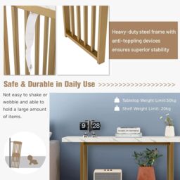 Costway 2-tier Console Table White Faux Marble Sofa Table Modern Entryway Hallway Narrow Table - thumbnail 4