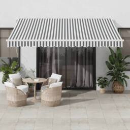 Berkfield Home Manual Retractable Awning Anthracite&White 400x350 cm - thumbnail 2
