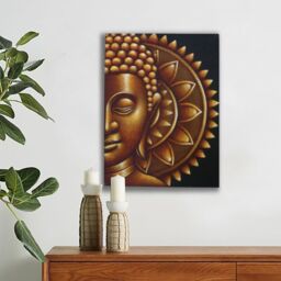 KDMD Gold Half Buddha Mandala 60x80cm in Brown - Size: 60x80 cm - thumbnail 2