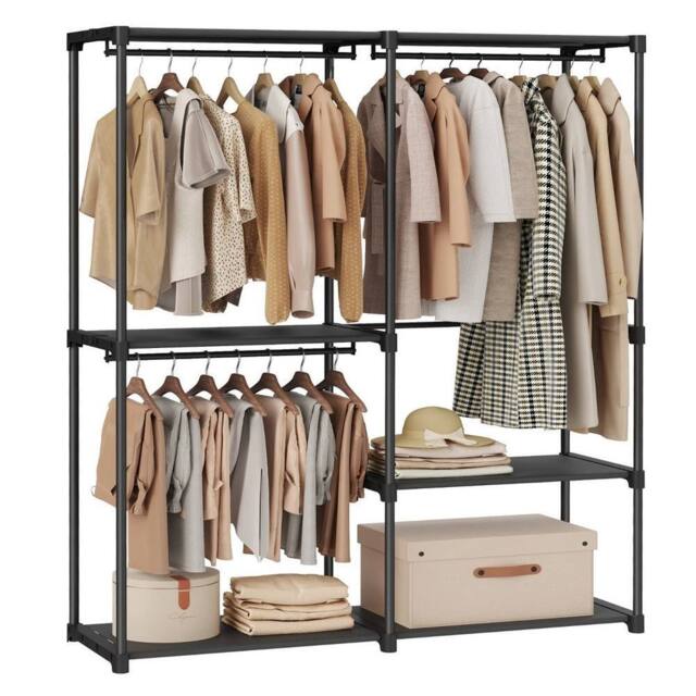 Kelvenix Clothes Wardrobe, Open Storage Wardrobe in Black - image 1