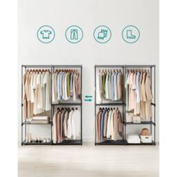 Kelvenix Clothes Wardrobe, Open Storage Wardrobe in Black - thumbnail 4