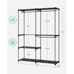 Kelvenix Clothes Wardrobe, Open Storage Wardrobe in Black - thumbnail 2