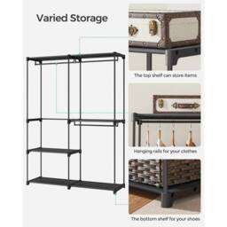 Kelvenix Clothes Wardrobe, Open Storage Wardrobe in Black - thumbnail 3