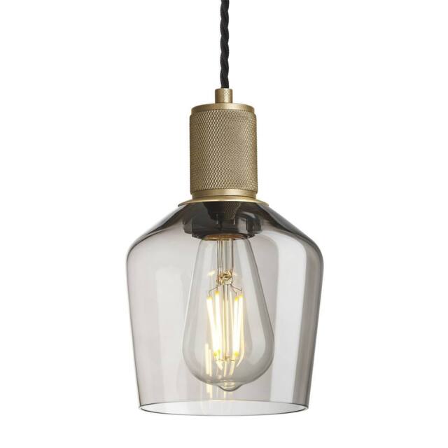 Industville Knurled Smoked Glass Schoolhouse Pendant - 5.5 Inch - Mocha in Metallic Gold - Size: Medium - image 1