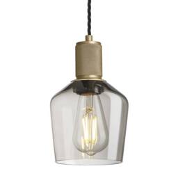 Industville Knurled Smoked Glass Schoolhouse Pendant - 5.5 Inch - Mocha in Metallic Gold - Size: Medium - thumbnail 1