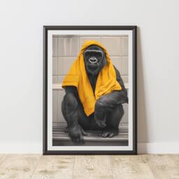 60 SECOND MAKEOVER Gorilla Yellow Towel Quirky Animal Print - Size: A4 - thumbnail 1