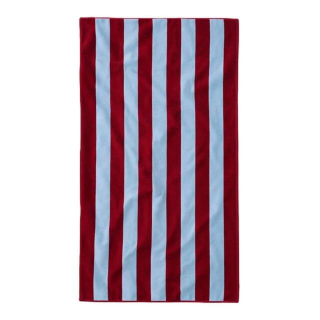 Misona Extra Large Striped Beach Towel - 100% Cotton in Burgundy - image 1