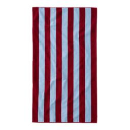 Misona Extra Large Striped Beach Towel - 100% Cotton in Burgundy - thumbnail 1