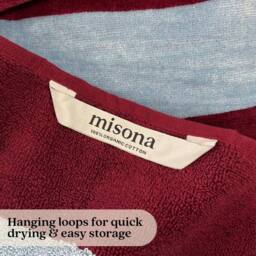 Misona Extra Large Striped Beach Towel - 100% Cotton in Burgundy - thumbnail 7