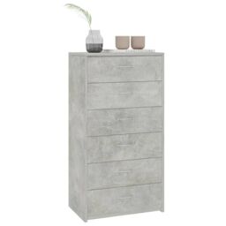 Berkfield Home Sideboard with 6 Drawers Concrete Grey 50x34x96 cm Engineered Wood - Size: 50 x 34 x 96 cm - thumbnail 3