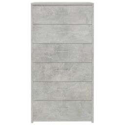 Berkfield Home Sideboard with 6 Drawers Concrete Grey 50x34x96 cm Engineered Wood - Size: 50 x 34 x 96 cm - thumbnail 4