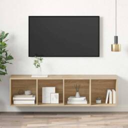 Berkfield Home Practical Wall-mounted TV Cabinet Sonoma Oak 37x37x142.5 cm Engin in Light Tan - thumbnail 2