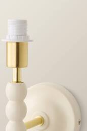 ValueLights Bobbins Wooden Bobble Wall Light Lamp Base in Cream - thumbnail 4