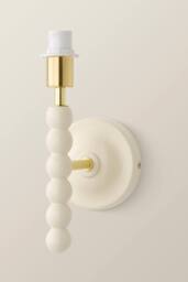 ValueLights Bobbins Wooden Bobble Wall Light Lamp Base in Cream - thumbnail 2