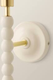 ValueLights Bobbins Wooden Bobble Wall Light Lamp Base in Cream - thumbnail 3