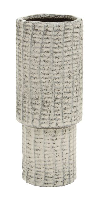 Orsina Textured Medium Vase, Contemporary Design Flower Vase, Tiered Design Modern Vase for a Variety of Decors in Black - image 1