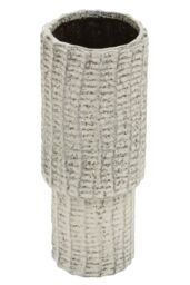 Orsina Textured Medium Vase, Contemporary Design Flower Vase, Tiered Design Modern Vase for a Variety of Decors in Black - thumbnail 2