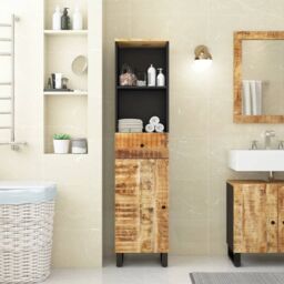 Berkfield Home Bathroom Cabinet 38x33x160 cm Solid Wood Mango in Brown - Size: 38 x 33 x 160 cm - thumbnail 1