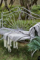 Glamhaus Metal Garden Bench Patio Furniture Seat Foldable Antique Grey - thumbnail 3