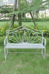 Glamhaus Metal Garden Bench Patio Furniture Seat Foldable Antique Grey - thumbnail 2