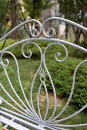 Glamhaus Metal Garden Bench Patio Furniture Seat Foldable Antique Grey - thumbnail 4