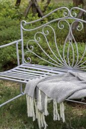 Glamhaus Metal Garden Bench Patio Furniture Seat Foldable Antique Grey - thumbnail 6