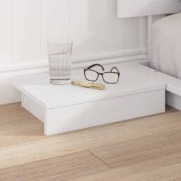 Berkfield Home White Floor Bed Frame with Bedside Tables White 140x200cm Solid Wood - Size: 140x200 cm - thumbnail 4