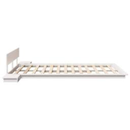 Berkfield Home White Floor Bed Frame with Bedside Tables White 140x200cm Solid Wood - Size: 140x200 cm - thumbnail 6