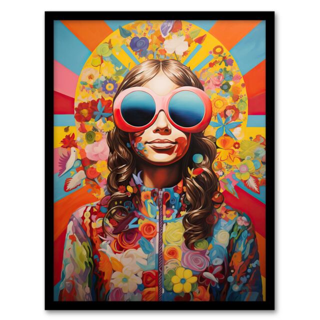 "Artery8 Wall Art Print Flower Power Fanfare Florals Maximalist Bright Bold Colourful Abstract Artwork Art Framed in Black - Size: W12"" x H16""" - image 1