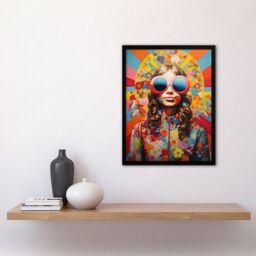 "Artery8 Wall Art Print Flower Power Fanfare Florals Maximalist Bright Bold Colourful Abstract Artwork Art Framed in Black - Size: W12"" x H16""" - thumbnail 4