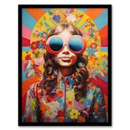"Artery8 Wall Art Print Flower Power Fanfare Florals Maximalist Bright Bold Colourful Abstract Artwork Art Framed in Black - Size: W12"" x H16""" - thumbnail 1