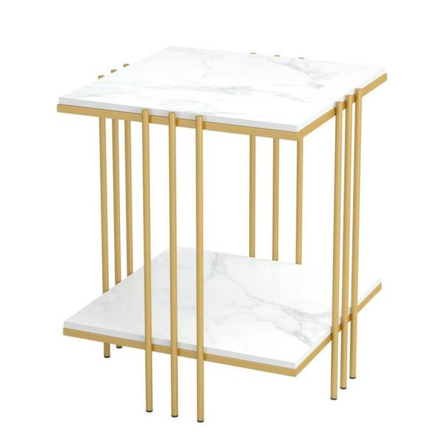 KORVIXA Modern Marble Coffee Table Side End Table in White - Size: 100 cm x 100 cm - image 1