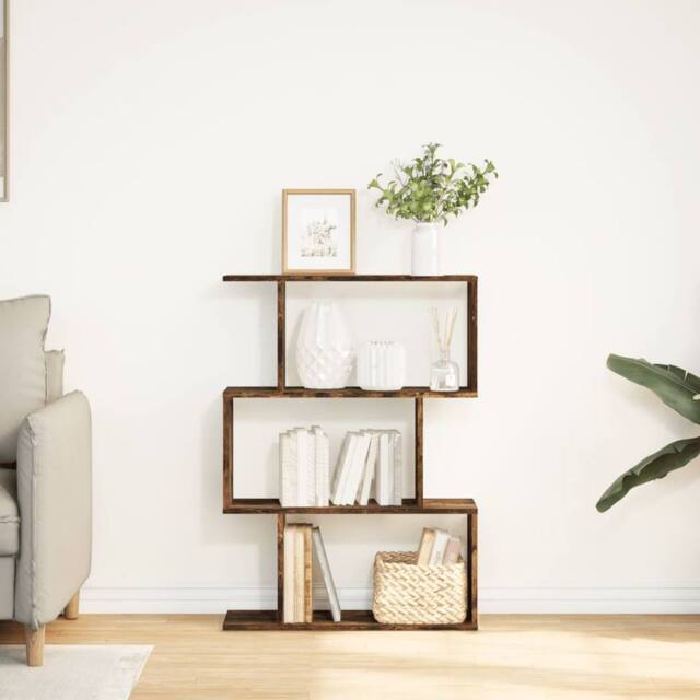 Berkfield Home Room Divider Bookcase 3-Tier Smoked Oak 70x24x97 cm Engineered Wood in Brown - Size: 70 x 24 x 97 cm - image 1