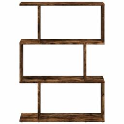 Berkfield Home Room Divider Bookcase 3-Tier Smoked Oak 70x24x97 cm Engineered Wood in Brown - Size: 70 x 24 x 97 cm - thumbnail 5