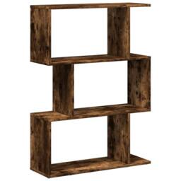 Berkfield Home Room Divider Bookcase 3-Tier Smoked Oak 70x24x97 cm Engineered Wood in Brown - Size: 70 x 24 x 97 cm - thumbnail 7
