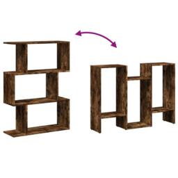 Berkfield Home Room Divider Bookcase 3-Tier Smoked Oak 70x24x97 cm Engineered Wood in Brown - Size: 70 x 24 x 97 cm - thumbnail 8