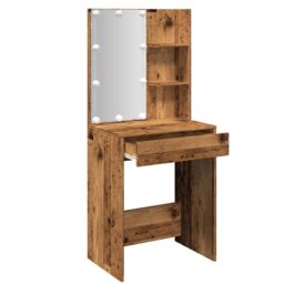 Berkfield Home Dressing Table with LED Old Wood 60x40x140 cm in Brown - Size: 60 x 40 x 140 cm - thumbnail 5